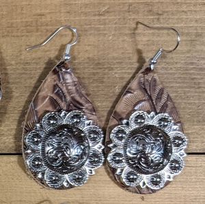 Leather Concho Earrings